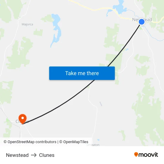 Newstead to Clunes map