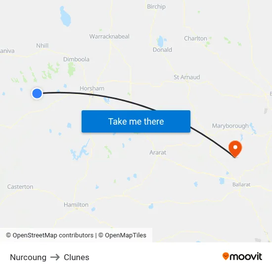 Nurcoung to Clunes map