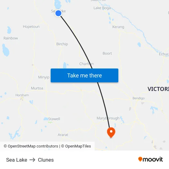 Sea Lake to Clunes map
