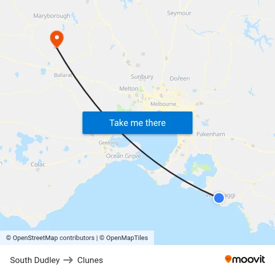 South Dudley to Clunes map