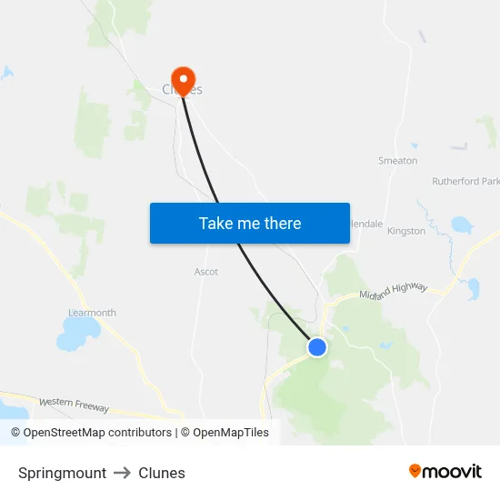 Springmount to Clunes map