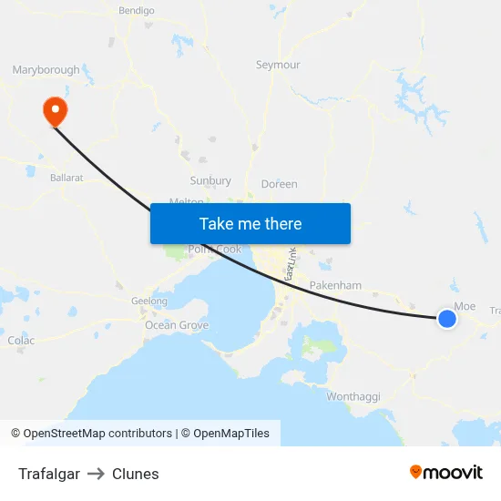 Trafalgar to Clunes map