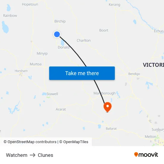 Watchem to Clunes map