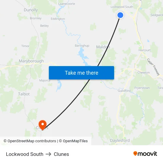 Lockwood South to Clunes map