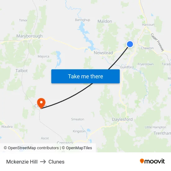 Mckenzie Hill to Clunes map