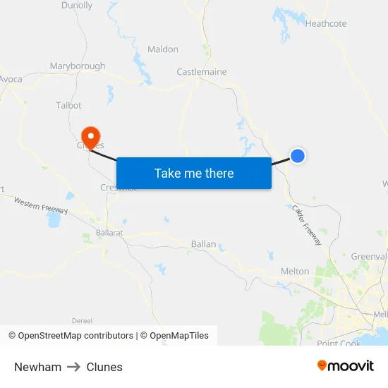 Newham to Clunes map