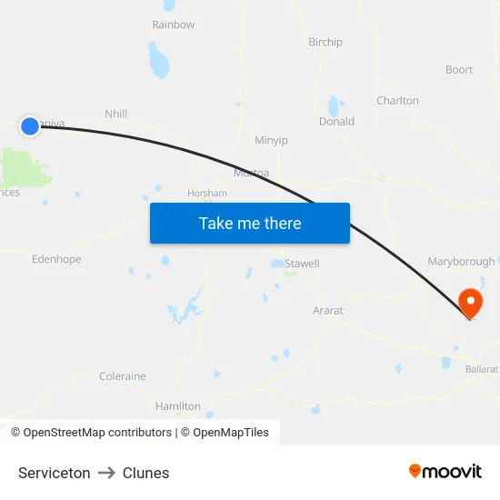 Serviceton to Clunes map