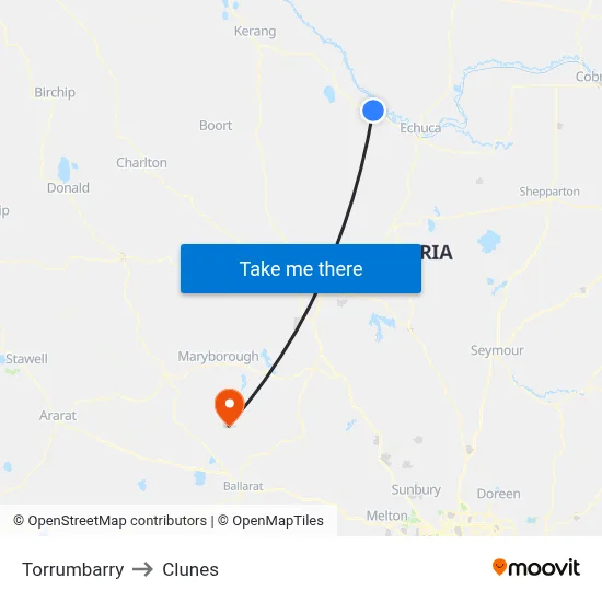 Torrumbarry to Clunes map