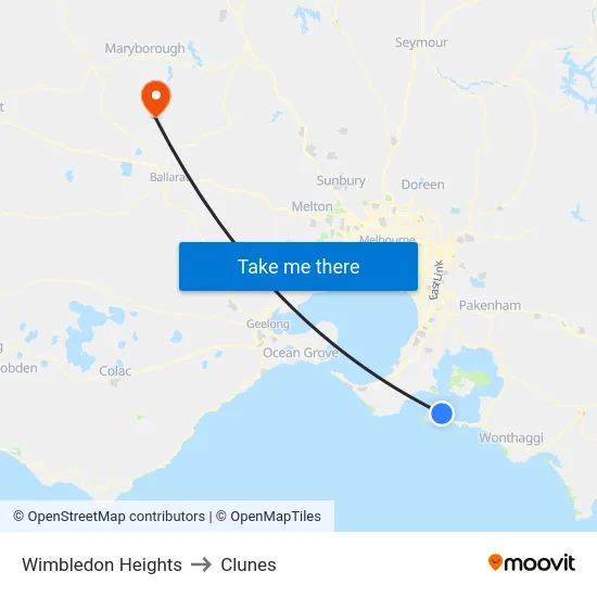 Wimbledon Heights to Clunes map