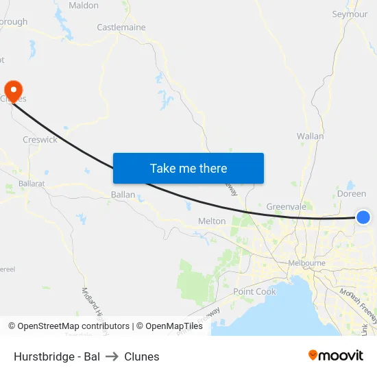 Hurstbridge - Bal to Clunes map
