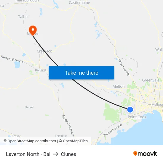 Laverton North - Bal to Clunes map