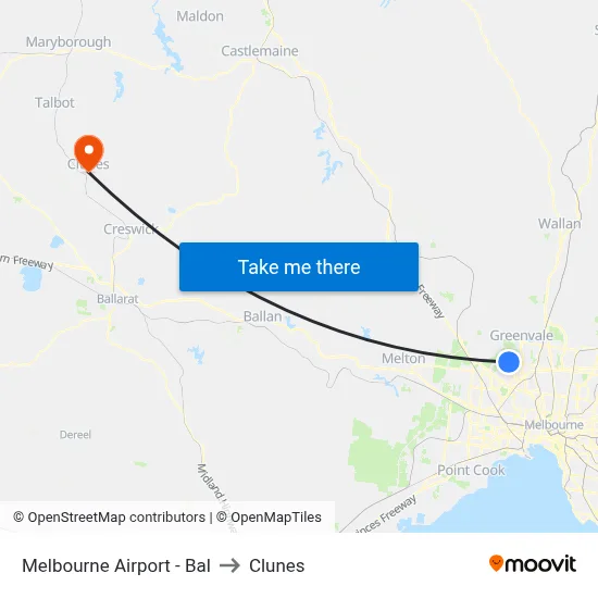 Melbourne Airport - Bal to Clunes map
