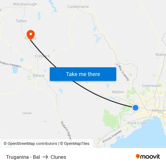 Truganina - Bal to Clunes map