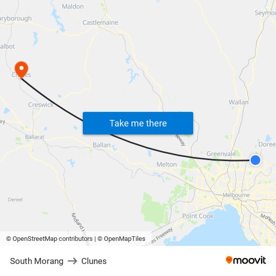 South Morang to Clunes map