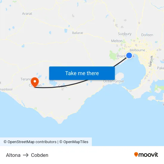 Altona to Cobden map