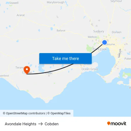 Avondale Heights to Cobden map