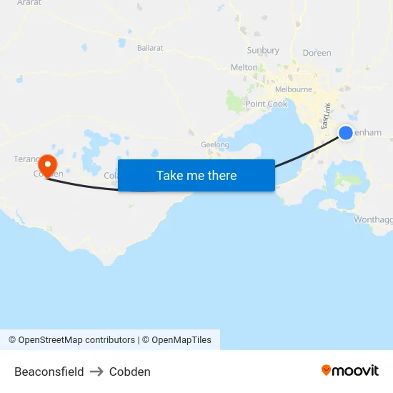 Beaconsfield to Cobden map