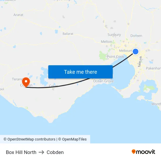Box Hill North to Cobden map