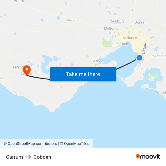 Carrum to Cobden map