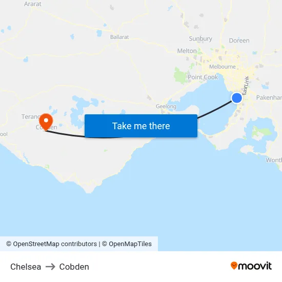 Chelsea to Cobden map
