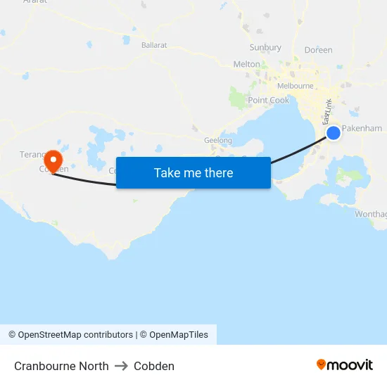Cranbourne North to Cobden map