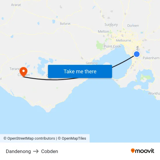 Dandenong to Cobden map