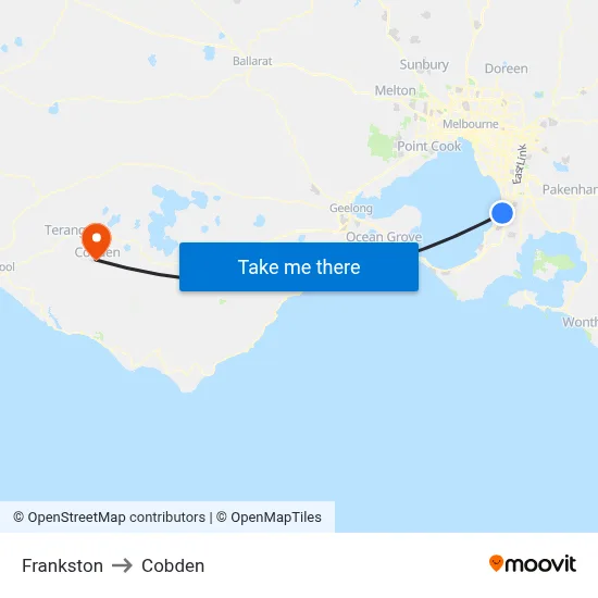 Frankston to Cobden map