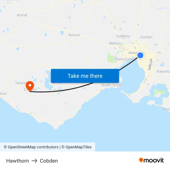Hawthorn to Cobden map