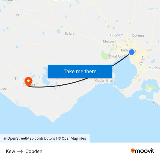 Kew to Cobden map