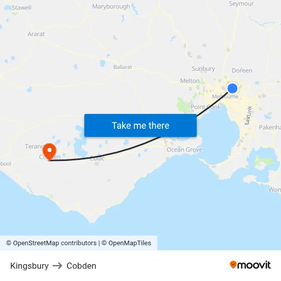 Kingsbury to Cobden map