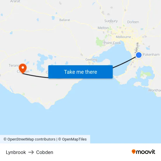 Lynbrook to Cobden map