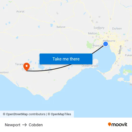 Newport to Cobden map