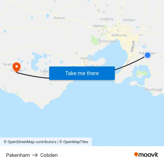 Pakenham to Cobden map