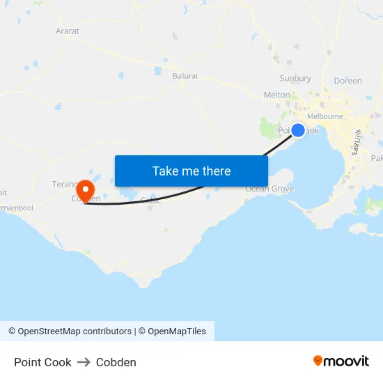 Point Cook to Cobden map