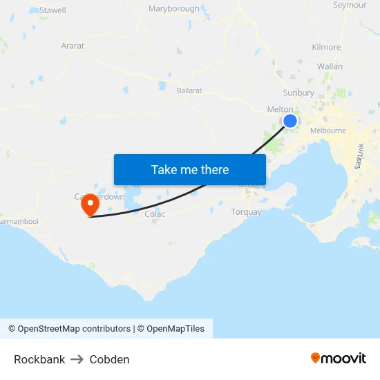 Rockbank to Cobden map