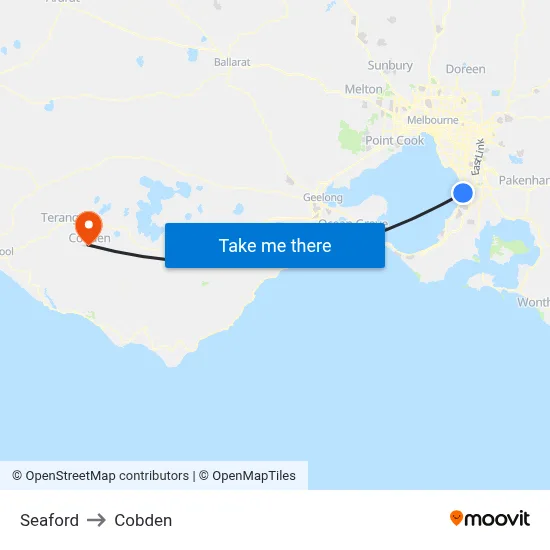 Seaford to Cobden map