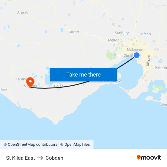 St Kilda East to Cobden map