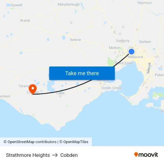Strathmore Heights to Cobden map