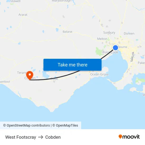 West Footscray to Cobden map