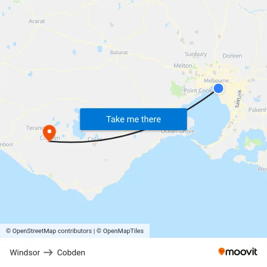 Windsor to Cobden map