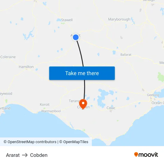 Ararat to Cobden map