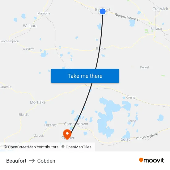 Beaufort to Cobden map