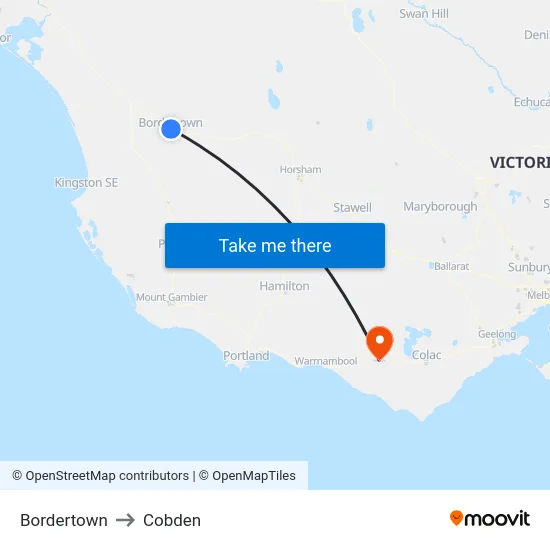 Bordertown to Cobden map
