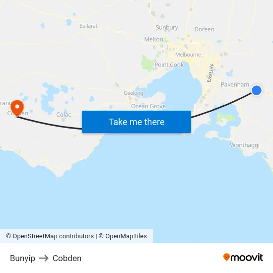 Bunyip to Cobden map