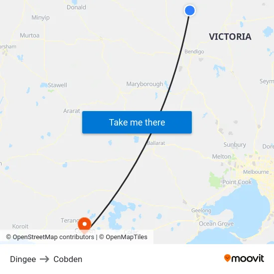Dingee to Cobden map