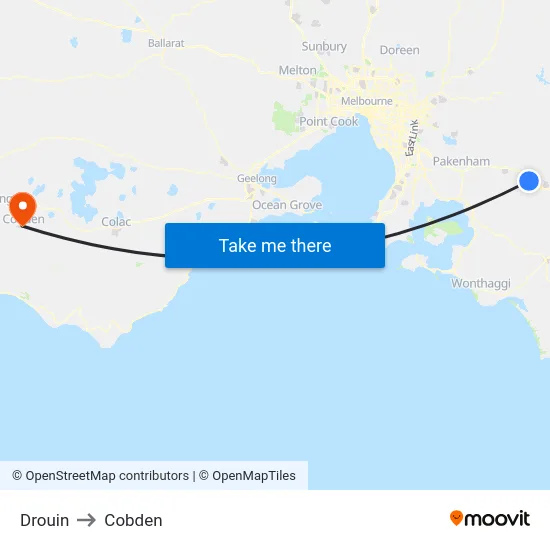 Drouin to Cobden map