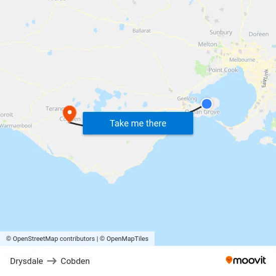 Drysdale to Cobden map