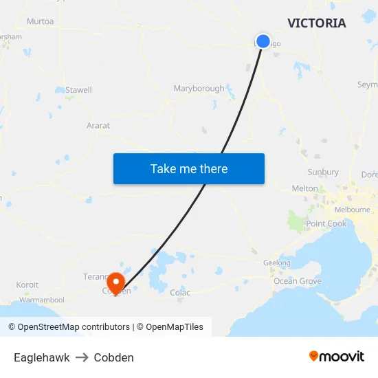 Eaglehawk to Cobden map