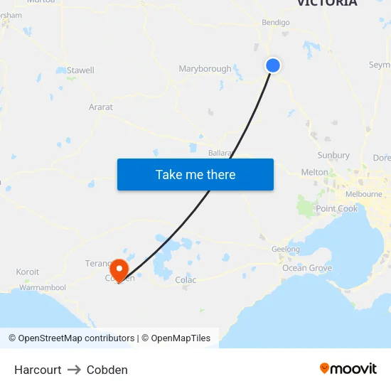 Harcourt to Cobden map