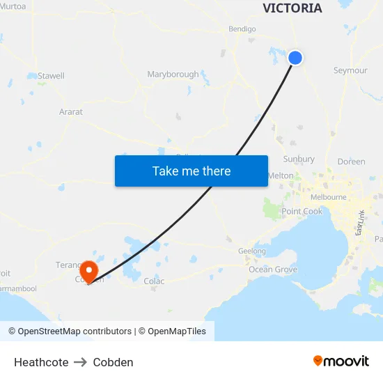Heathcote to Cobden map